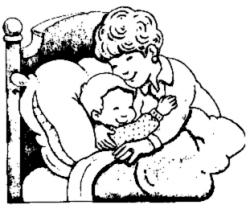 Mother Hugs Child At Bedtime