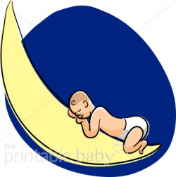 Baby Sleeping on Moon Clipart | Celestial Baby Clipart