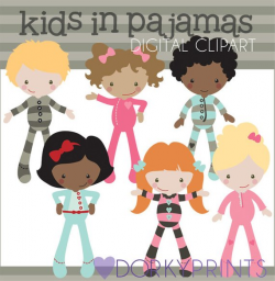 Kids in Pajamas Clipart Set Personal and Limited Commercial