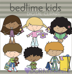 Bedtime Kids Clipart -Personal and Limited Commercial Use- cute kids ...