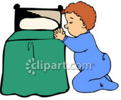 A Toddler Saying His Bedtime Prayers - Royalty Free Clipart Picture
