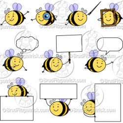 Cute Bee Clip Art | Cute Bee Character Clipart | Clipart Bee Mascot ...