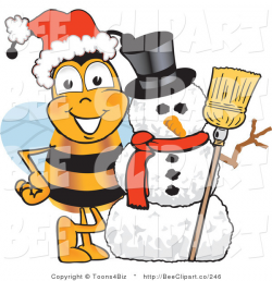 Clip Art of a Bumble Bee with a Snowman on Christmas by Toons4Biz - #246