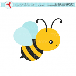 Bee Single Clipart - clip art of a cute bee, bumblebee, honey, flying bee,  insect - personal use, small commercial use, instant download