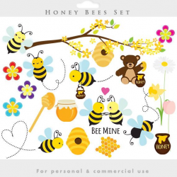 Bees clipart - honey bees clip art, spring Easter bumblebees ...