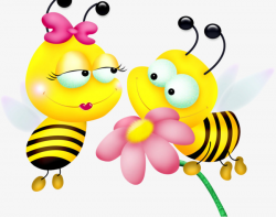 Cartoon Bee, Cute Bee, Flowers, Two Bees PNG Image and Clipart for ...
