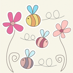 3 Flower Clipart Cute Bumble Bee Clipart Set 2 Flowers And 3 ...
