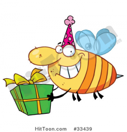 Bee Clipart #33439: Happy Birthday Bee Wearing a Party Hat and ...