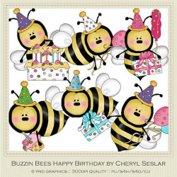 Buzzin Bees Happy Birthday Clipart by Cheryl by ...