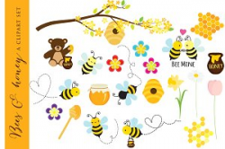 Bees clipart clip art honey bear ~ Illustrations ~ Creative Market