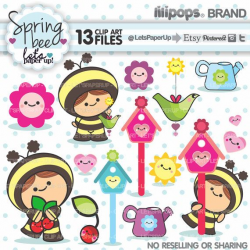 Spring Bee Clipart - Clip Art - Instant Download - Printable ...