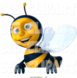 Clip Art of a 3d Happy Bee Character Smiling and Carrying a Blank ...