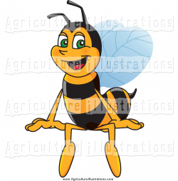 Agriculture Clipart of a Worker Bee Sitting by Toons4Biz - #833