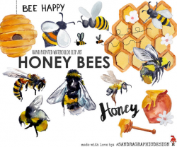 Honey bee clip art, summer clipart, beez, bee hive, nature clipart ...
