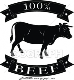 Vector Illustration - Beef cow 100 percent label. EPS Clipart ...