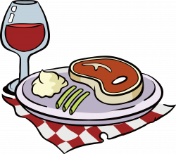 Red Wine Beefsteak Clip art - Plaid tablecloth, red wine steak 3161 ...