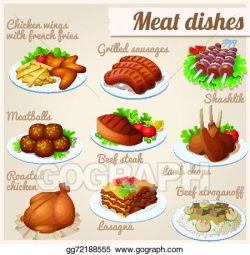 Vector Stock - Set of food icons. meat dishes. . Clipart ...