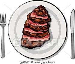 EPS Vector - Cooked beef steak. Stock Clipart Illustration ...