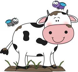 Cute Cow Clip Art | Cow in the Mud with Flies Clip Art Image - cow ...