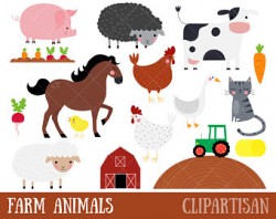 Farm Animals clipart Farmyard animals Barn Sheep Cow
