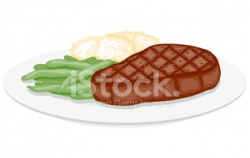 Grilled Steak, Green Beans and Mashed Potatoes stock vectors ...