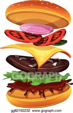 Vector Illustration - Fast food burger icon with ingredients layers ...