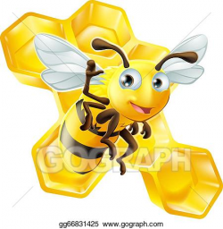Vector Illustration - Cute cartoon bee and honeycomb. EPS Clipart ...