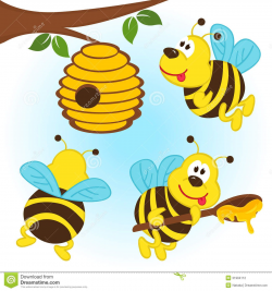 cartoon bee and beehive images | Bees flying around a hive - vector ...
