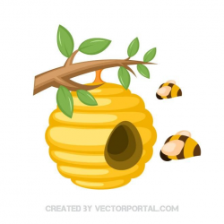 Honey bees in a beehive vector illustration | Animal Vectors ...