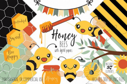 CUTE HONEY BEES Clipart for Commercial Use Planner Sticker Clip Art ...