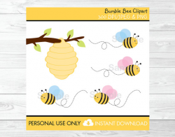 Bumble Bee Clipart Beehive Clip Art Pink & Blue Bumble Bee PERSONAL ...