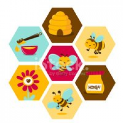 Cute Honey Bee Honeycomb Hexagon stock vectors - Clipart.me