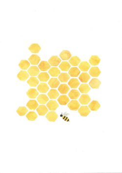 Original Printable painting yellow honeycomb bee nursery kitchen ...