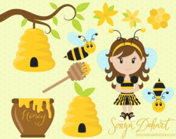 Clip Art: Cute Honeybee Bee Spring Clip Art Set by Sonya DeHart Design