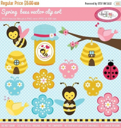 50%OFF Bee clipart, spring clipart, spring bees vector clipart ...