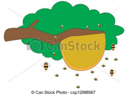 28+ Collection of Bee Hive In Tree Drawing | High quality, free ...