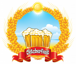 Oktoberfest Red Banner with Beer Mugs and Wheat PNG Clipart Picture ...