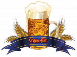 Oktoberfest Beer with Wheat and Blue Banner PNG Clipart Image ...