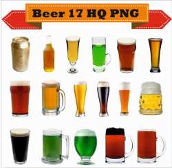 Glass of Beer Alcohol Bubbles Pong Brands Bottle Can Clipart PNG Set ...