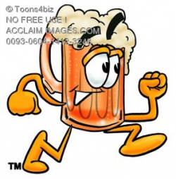 Stock Clipart Image of a Cartoon Beer Mug Character Running