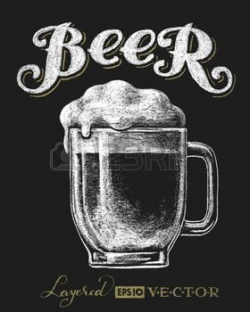 beer mug: Vector illustration of chalk beer glass on blackboard ...