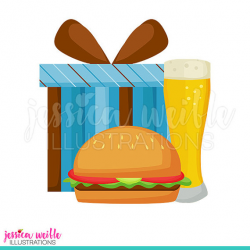 Masculine Beer Burger Gift Cute Digital Clipart, Cute Male Birthday ...