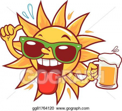 Vector Art - Cartoon sun drinking beer. Clipart Drawing gg81764120 ...