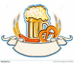 Oktoberfest Symbol With Beer And Traditional Food Illustration ...