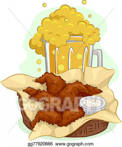 Stock Illustration - Food beer buffalo wings. Clipart Drawing ...