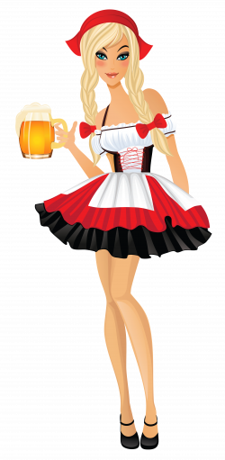Oktoberfest Girl with Beer Mugs PNG Clipart Image | Gallery ...