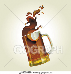Vector Art - Black beer mug with splash. EPS clipart gg58628899 ...