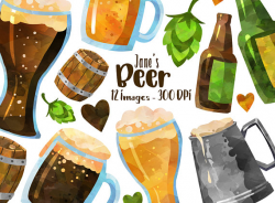 Watercolor Beer Clipart Beer Download Instant Download