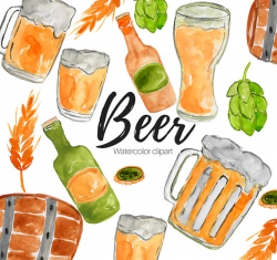 Beer clipart Watercolor clipart Fathersday clipart