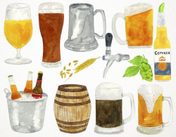 beer clipart, beer clip art, watercolor clipart, watercolour clipart beer,  watercolor beer, alcohol clipart, beer watercolor oktoberfest